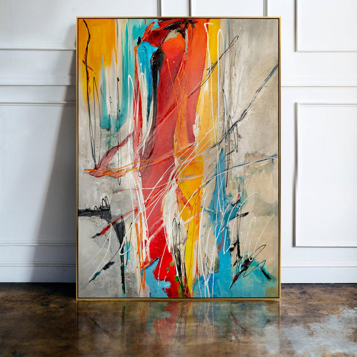 GEMÄLDE Farbige Harmonien Schattenfugenrahmen Schwarz 140x100 cm - Schwarz, Holz (140/100cm) - YS-art gallery