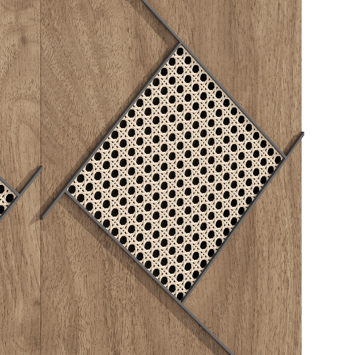 SCHUHSCHRANK in Naturfarben Schuhkommode mit Rattanmuster, 2 Türen und Ablagefläche für Eingangsbereich, B80/T32/H91cm - Schwarz/Naturfarben, Holzwerkstoff/Metall (80/91/32cm) - STILVORA