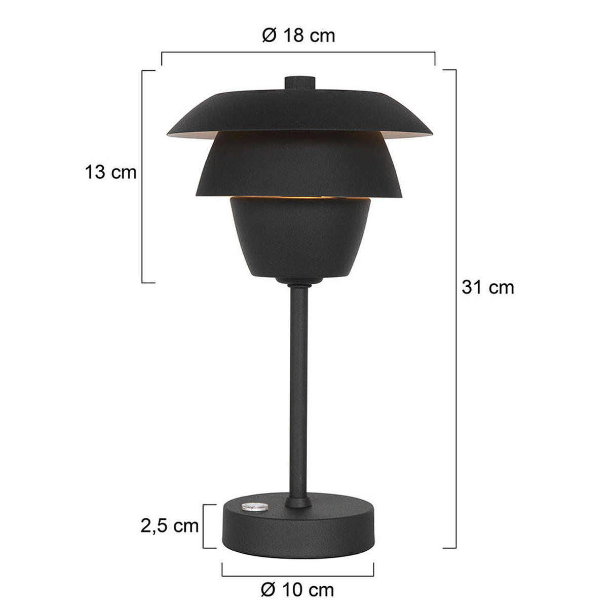 LED TISCHLEUCHTE Bordlampe Schwarz Metall - Schwarz, Metall (18/18/31cm)