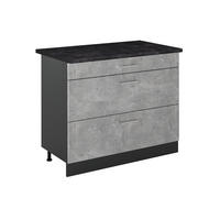 KÜCHENUNTERSCHRANK R-Line, Beton/Anthrazit, 100 cm Arbeitsplatte Anthrazit - Anthrazit/Grau, Holzwerkstoff (100/81.6/60cm) - Vicco