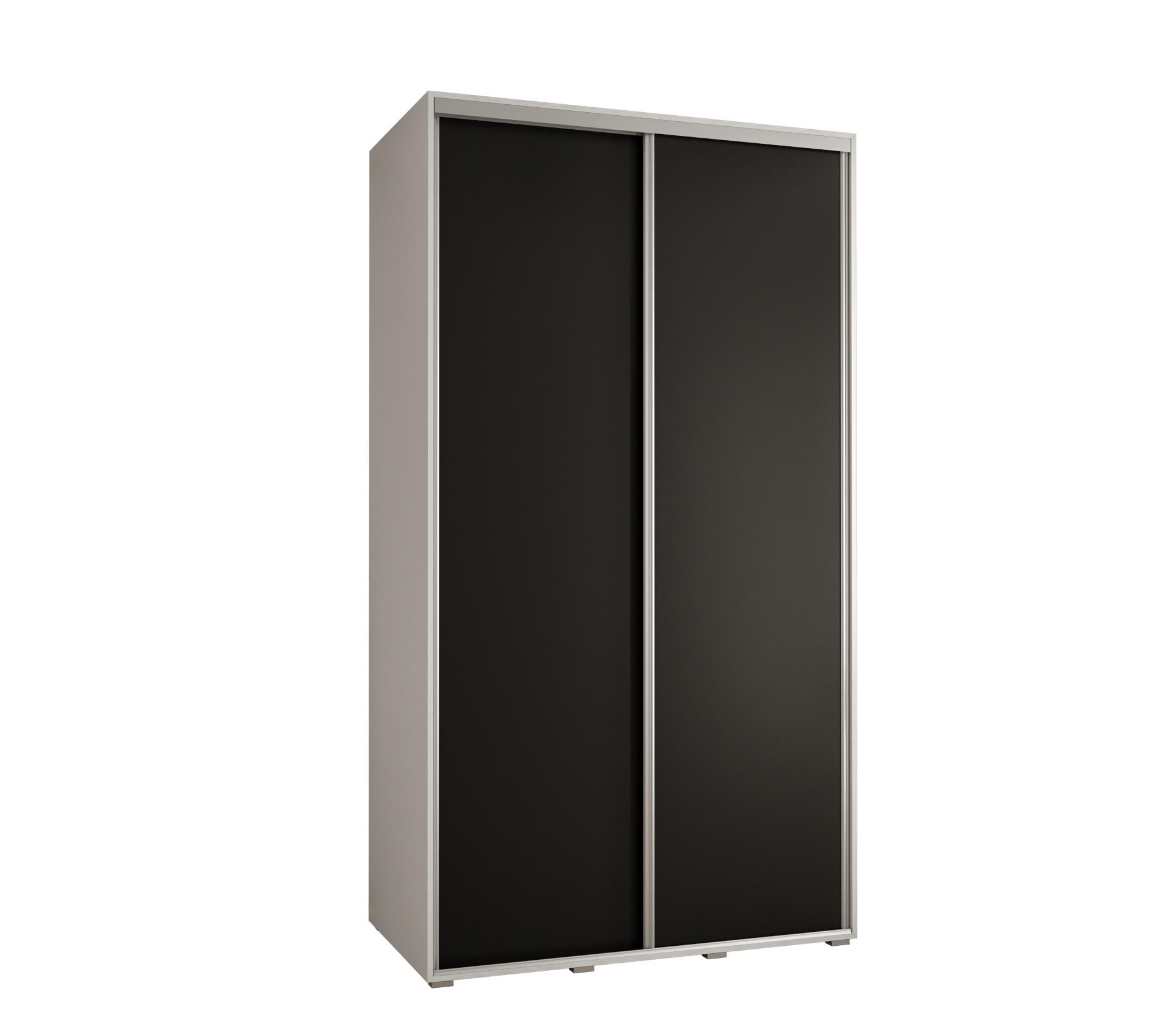 Abiks Möbel Schwebetürenschrank Weiß, Schwarz, Silber 130x235x60 cm