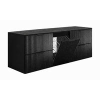 BADMÖBEL-SET MIT WÄSCHEKORB: Schwarz, Griffe Schwarz, 160 x 46 x 57 cm - Schwarz, Holzwerkstoff (160/57/46cm) - 3XE LIVING
