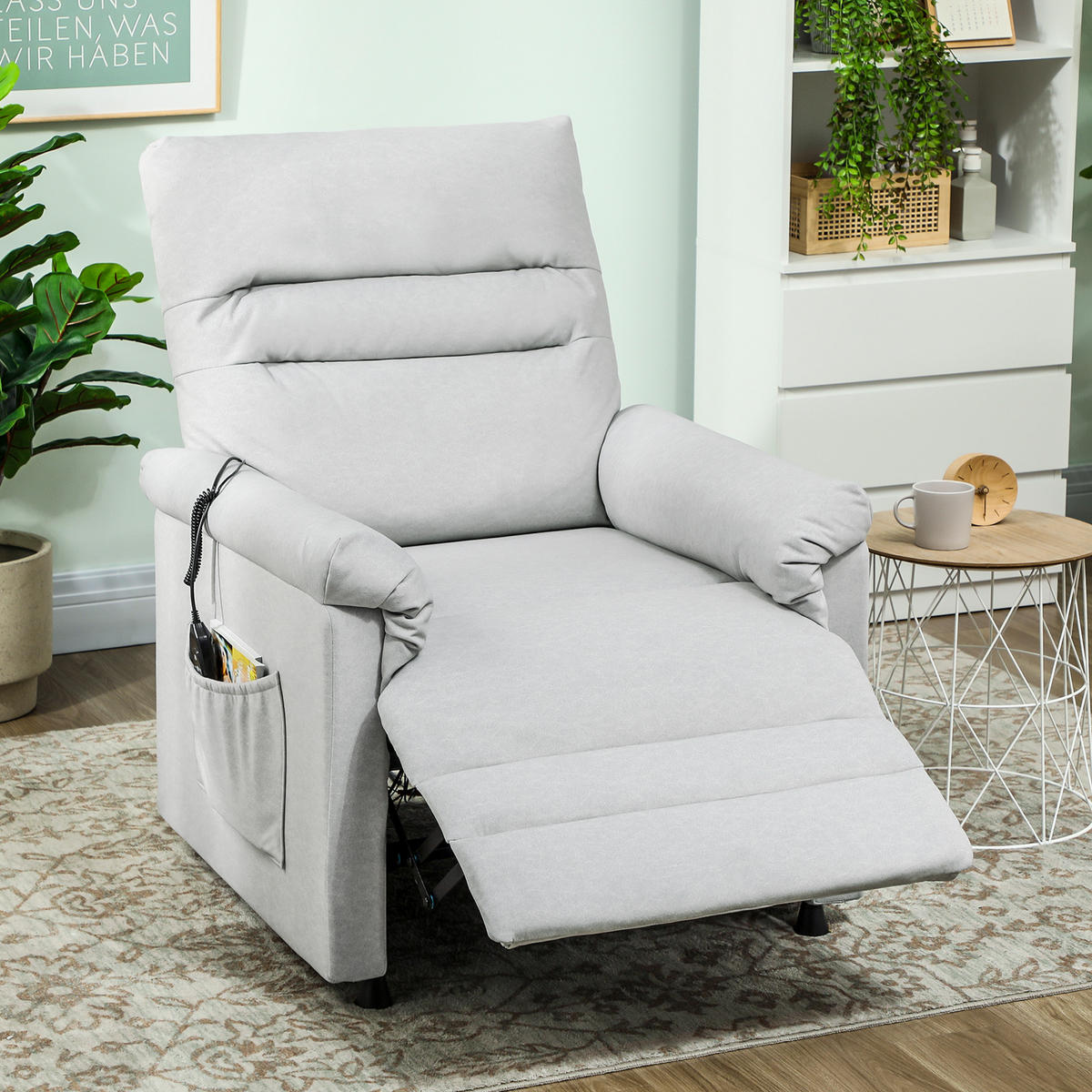 MASSAGESESSEL DE-15448 leiser Motor mit Massage & Heizung Grau - Hellgrau, Metall (82/106/99cm) - ComfortXL