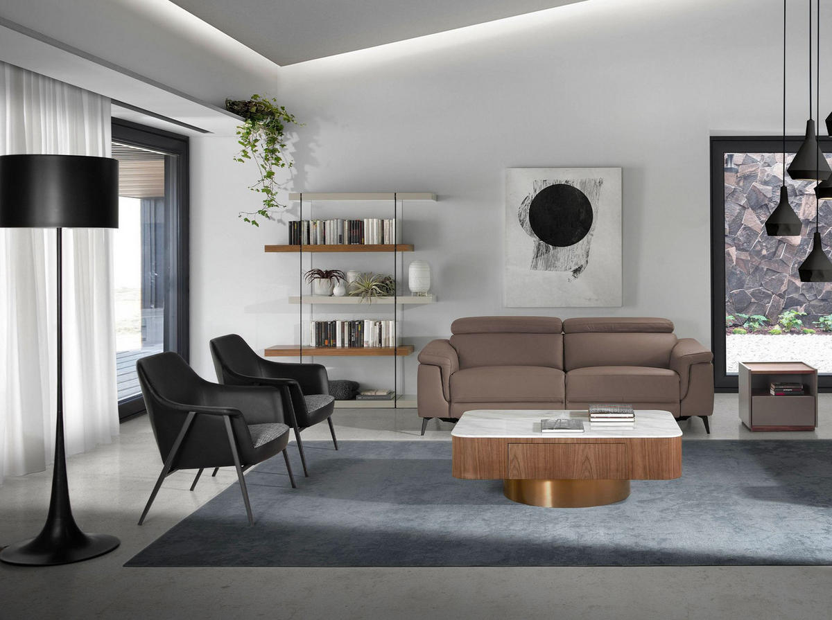 DREHSESSEL aus grauem Stoff und schwarzem Öko-Leder - Schwarz/Grau, Leder/Textil (80/79/72cm) - ANGEL CERDA