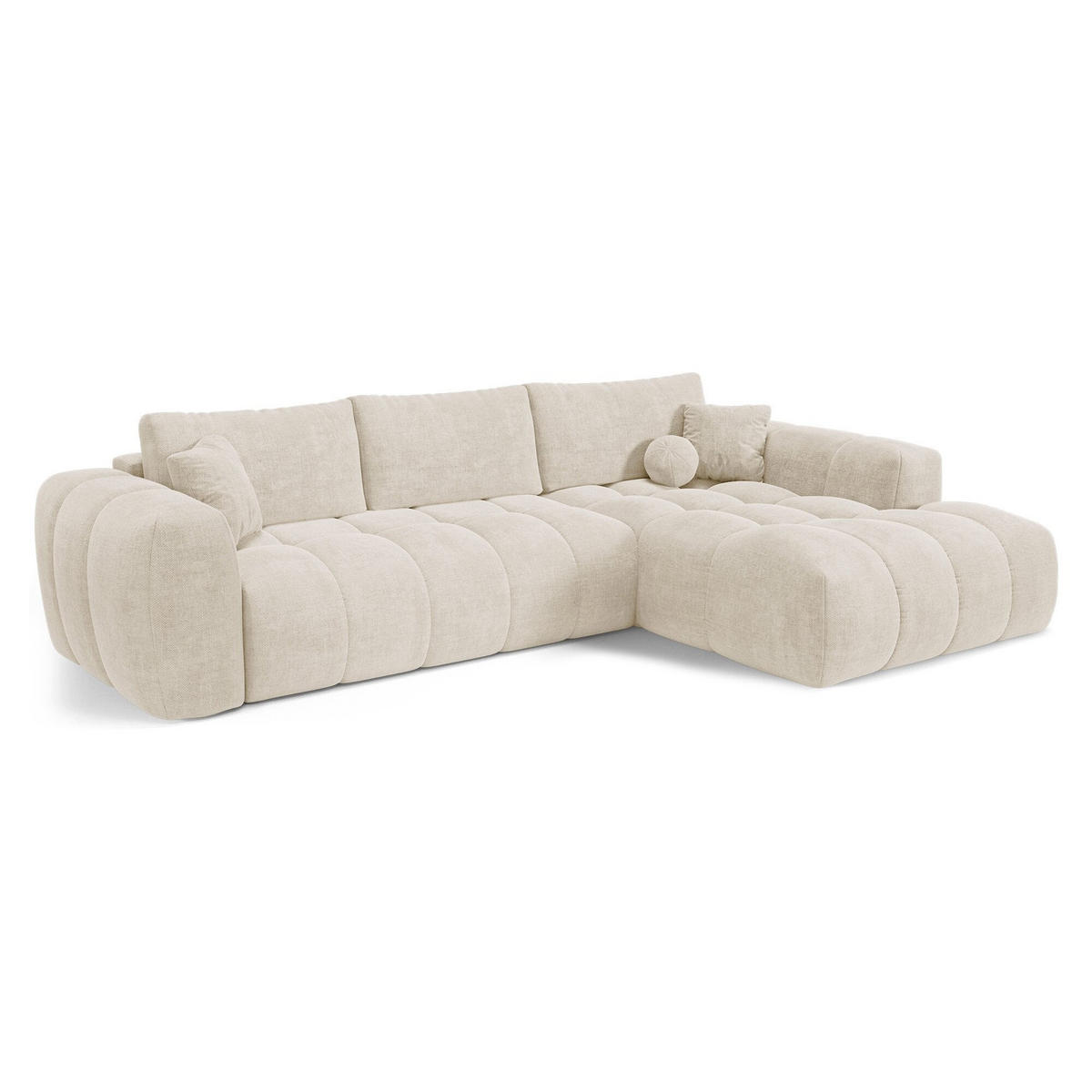 ECKSOFA rechtwinklig SKY Köpergewebe Creme 310cm - Creme, Textil (310/180cm) - Premium Interiors