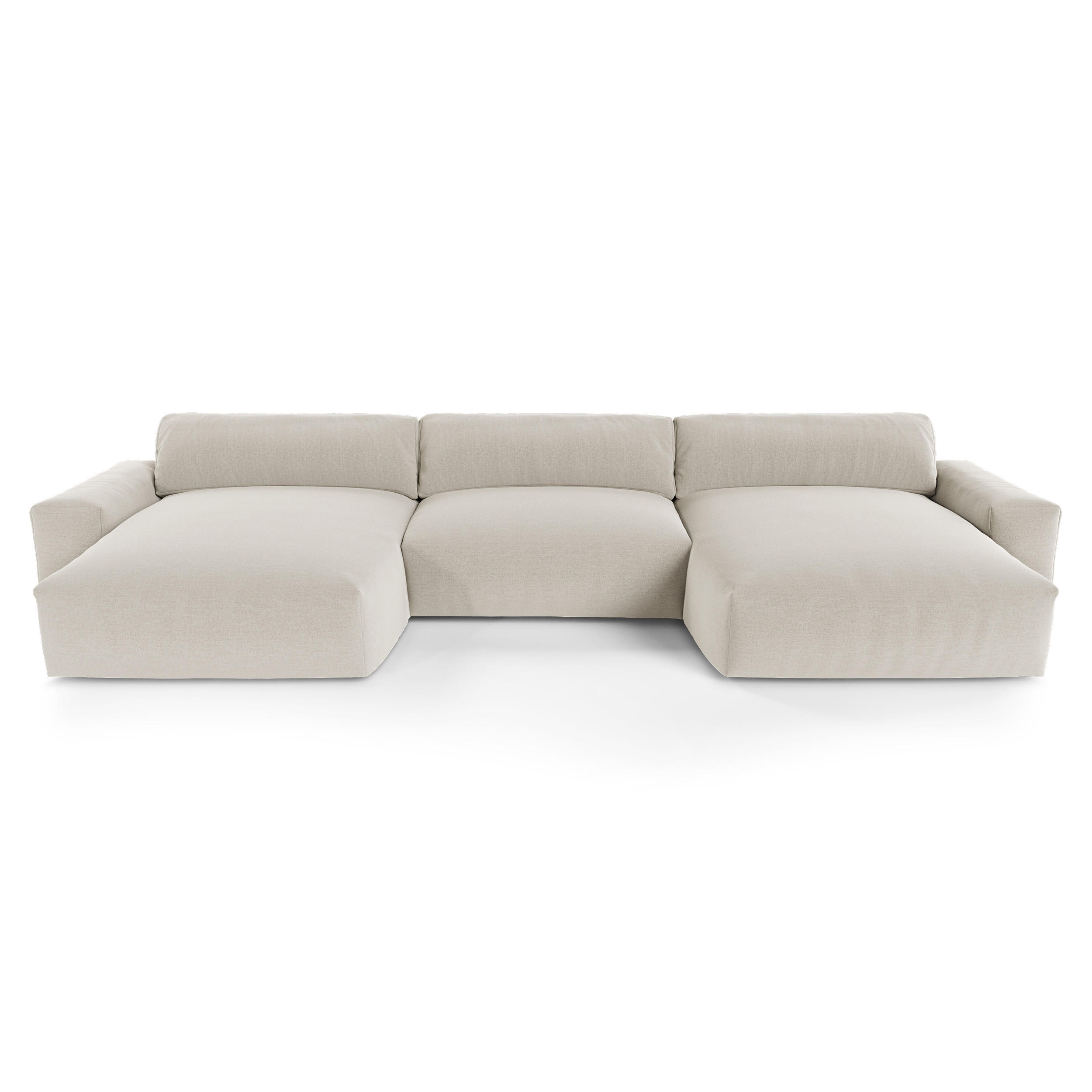 WOHNLANDSCHAFT Rastergewebe Beige 420cm - Beige, Textil (420/75/174cm) - Sia Home