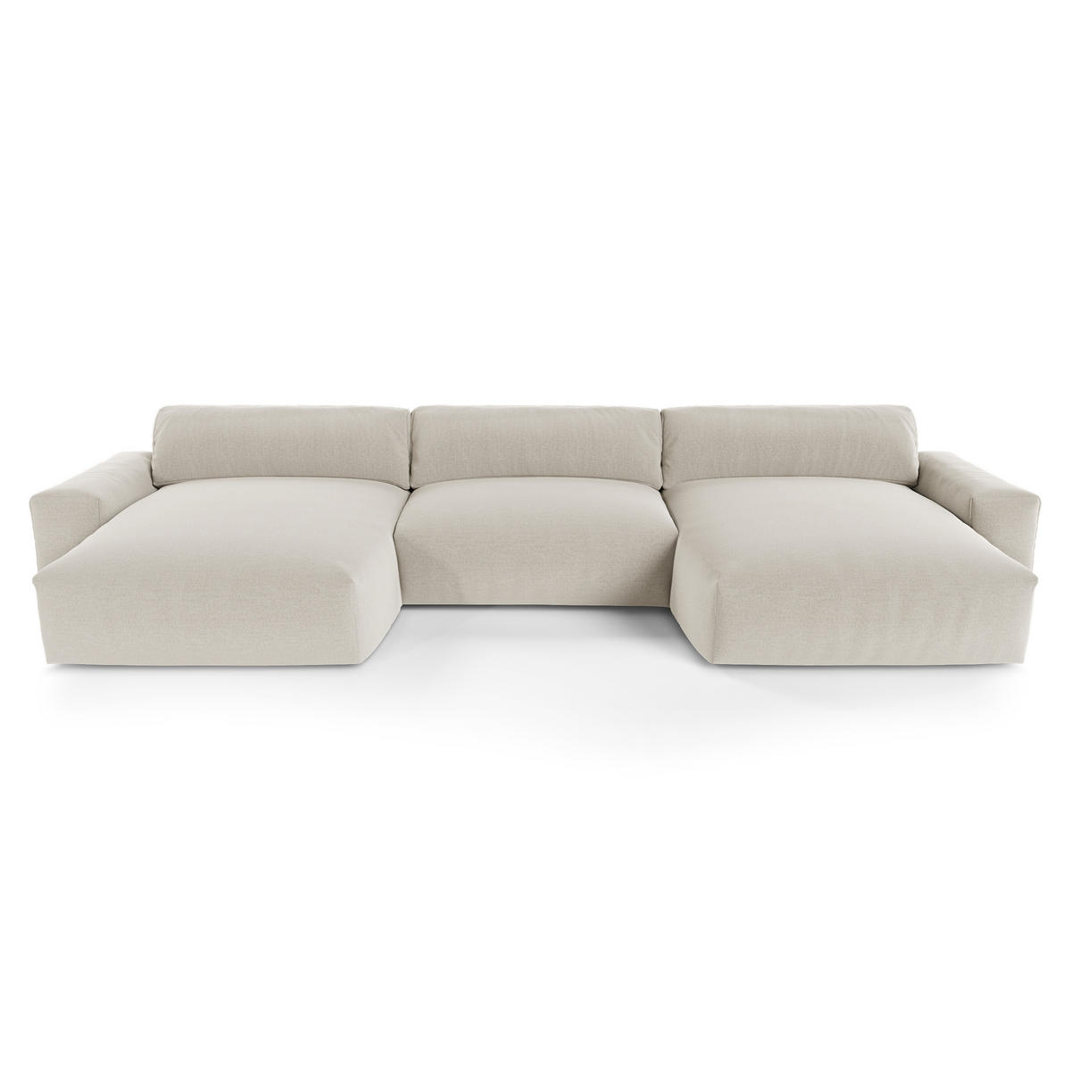 WOHNLANDSCHAFT Rastergewebe Beige 420cm - Beige, Textil (420/75/174cm) - Sia Home