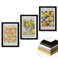 WANDBILDER 3er-Set - 20x30 cm Schwarzer Rahmen - Retro gelbe Zitrusfrüchte - Schwarz, Kunststoff (20/30cm) - ArtPrintCave