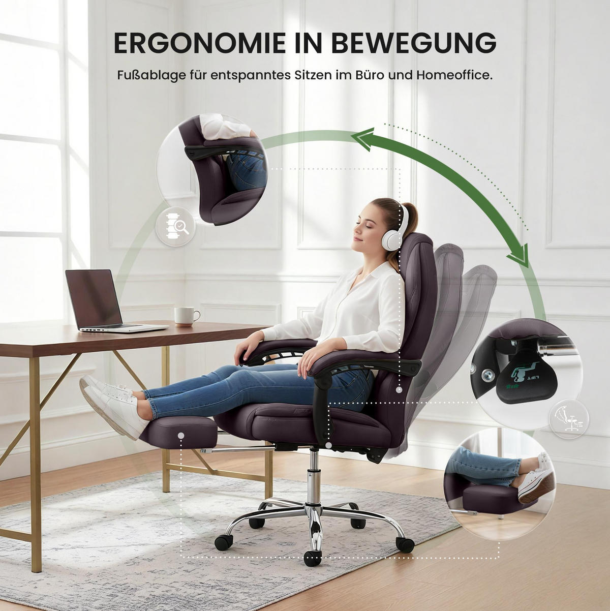 CHEFSESSEL Lederlook Braun - Chromfarben/Braun, Textil/Metall (67/114/64cm) - CLP