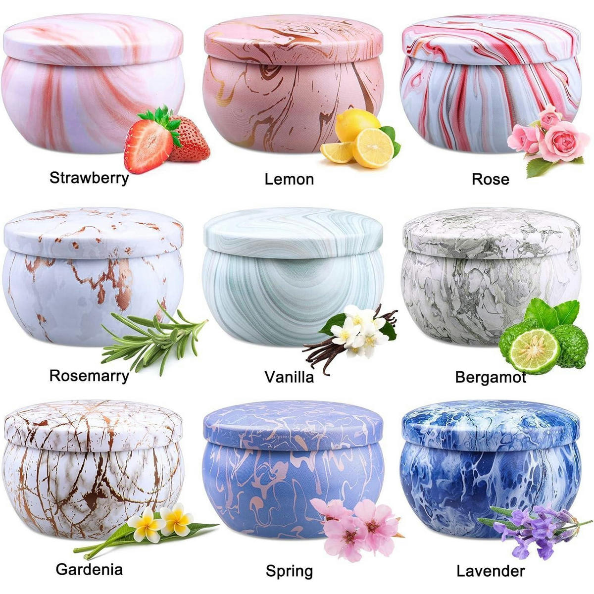 DUFTKERZEN 9-teiliges Set Sojawachs Aromatherapie Reisekerzen - Multicolor, Paraffin (4cm)