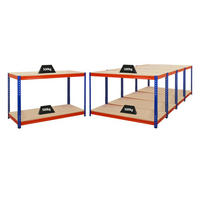 WERKBANK Strong Beast 2er-Set mit 2x 90x150x60 cm Fachlast 500 kg Blau-Orange - Orange, Metall (300/90/60cm) - PROREGAL