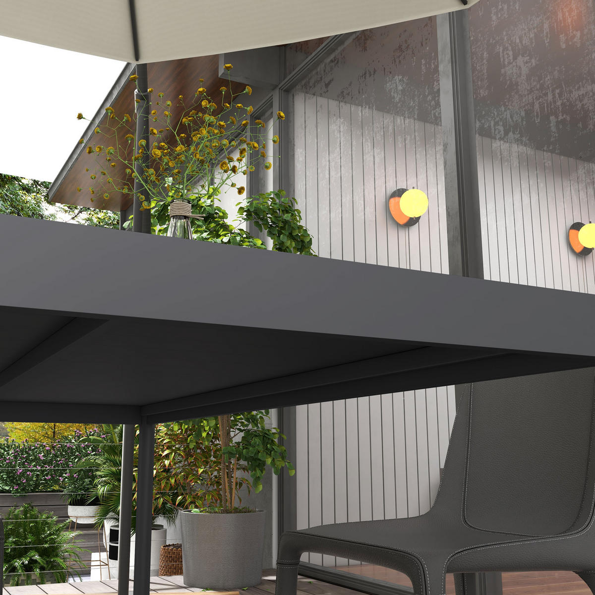 GARTENTISCH, Dunkelgrau, Aluminium - Dunkelgrau, Metall (145/90/74cm) - Outsunny