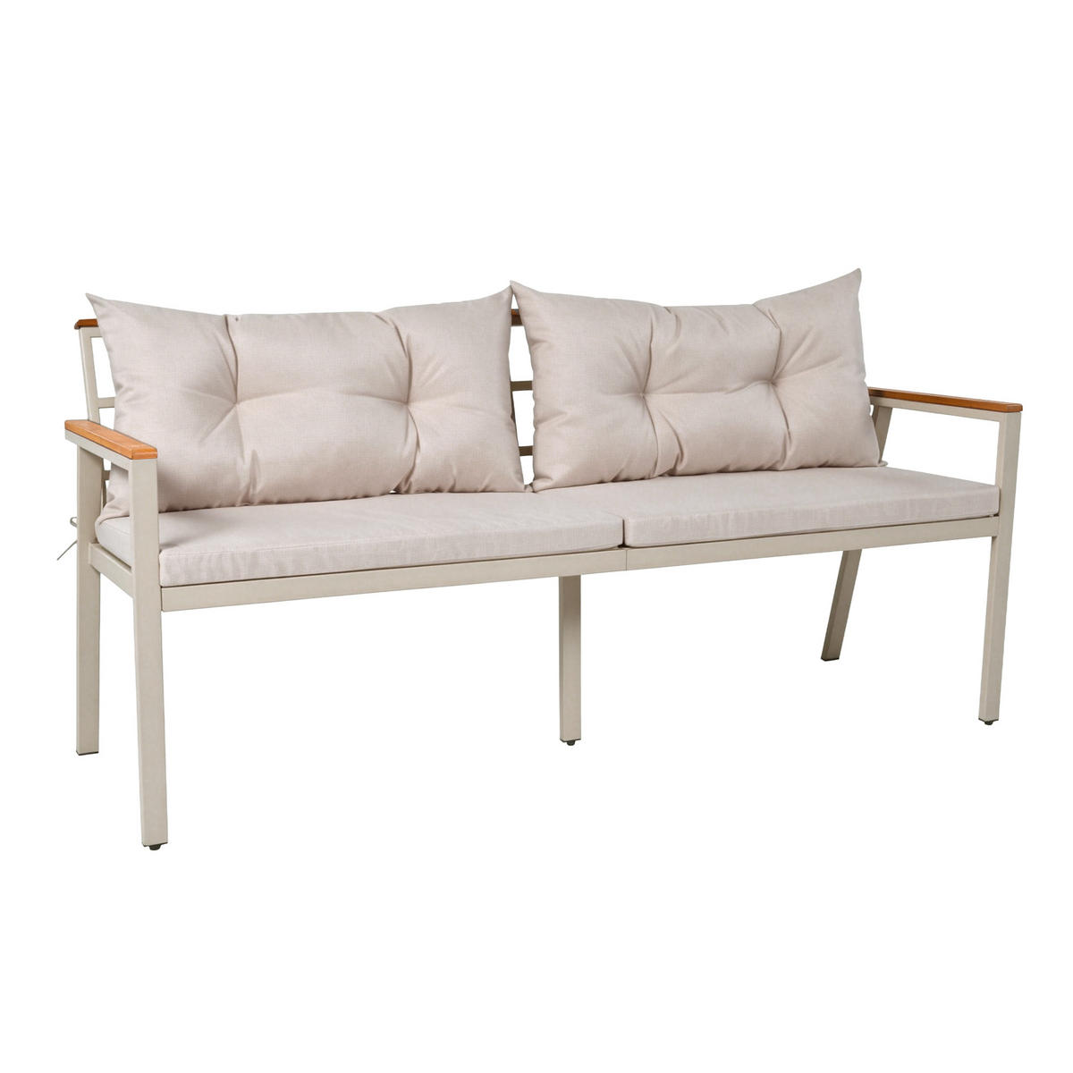 GARTEN-ESSGRUPPE 171/35/81 cm eige/Natur aus Akazienholz mit Servierwagen für 6-7 Personen - Beige, Metall - OKWISH