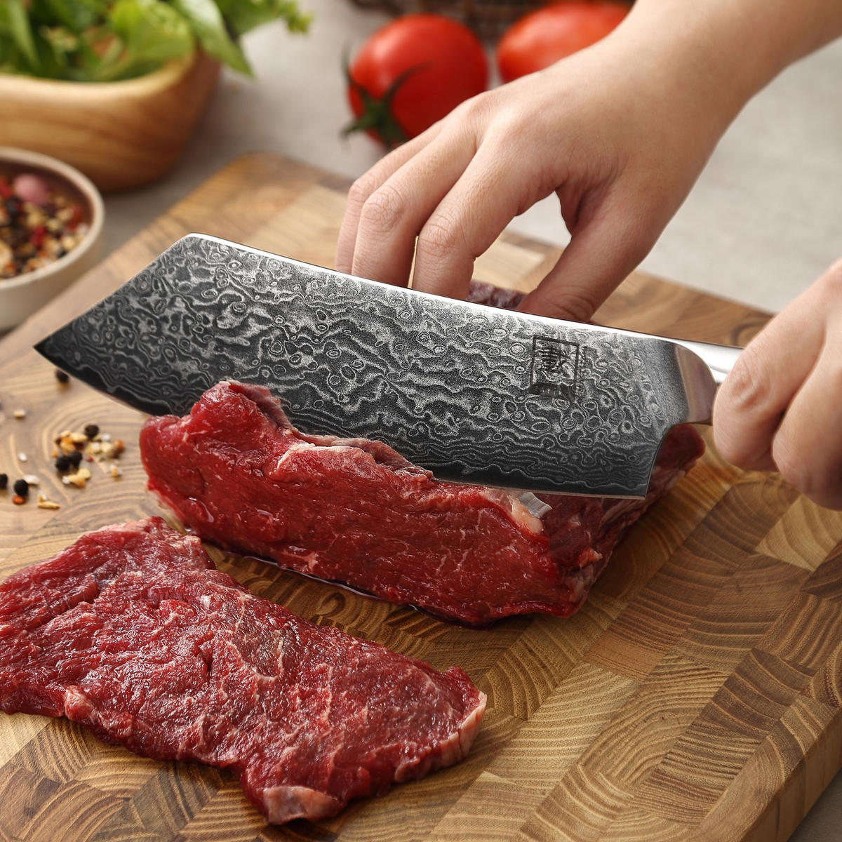 BLOCKMESSER HAKATA BOCHO 20 cm - Ahornfarben, Holz/Metall (34cm) - Zayiko