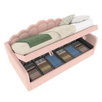 TAGESBETT 90/200 cm rosa mit Stauraum und bunten LED-Leisten - Rosa, Textil (90/200cm) - OKWISH