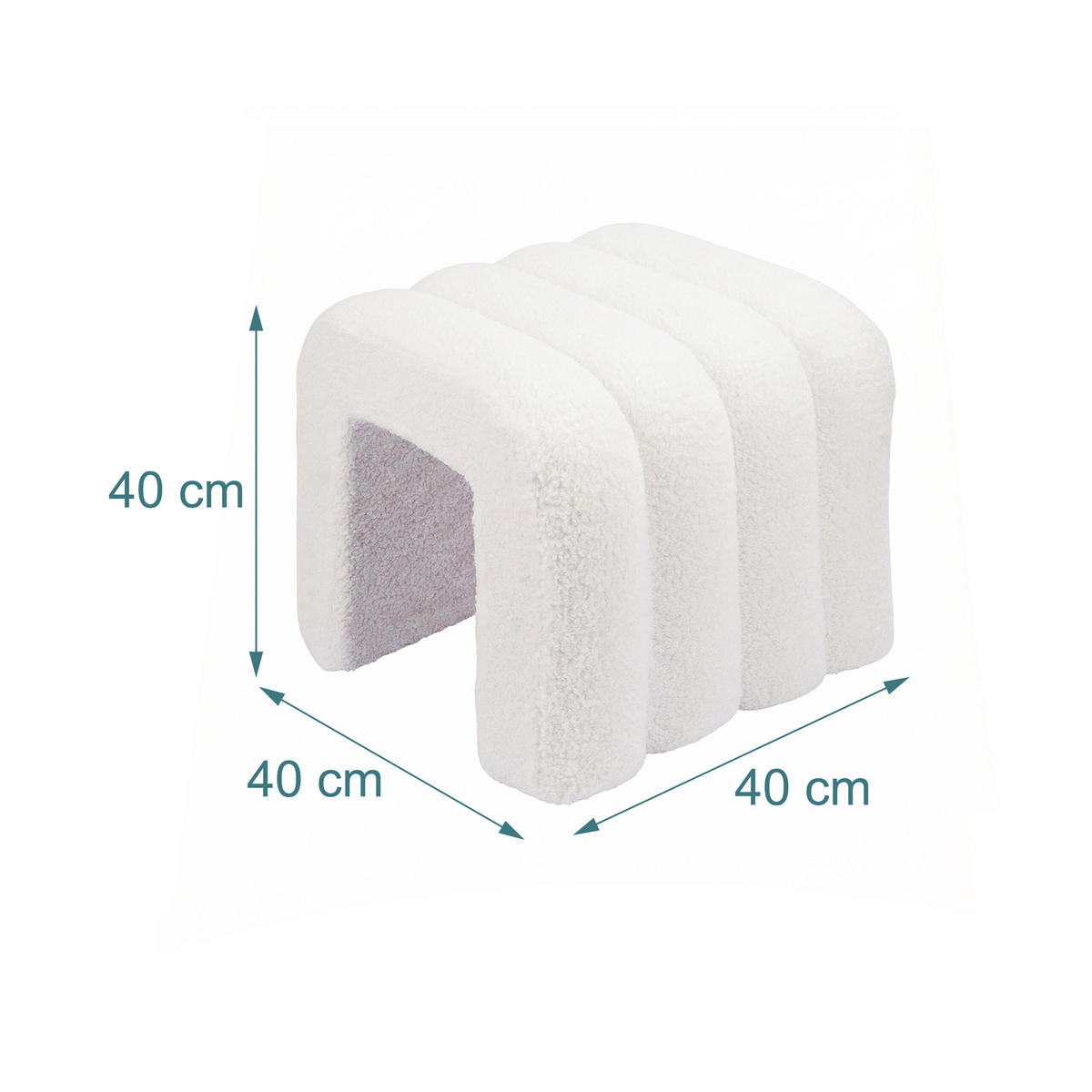 SEDACÍ taburet Bubble - bílá, dřevo/textil (40/40/40cm) - Relaxdays