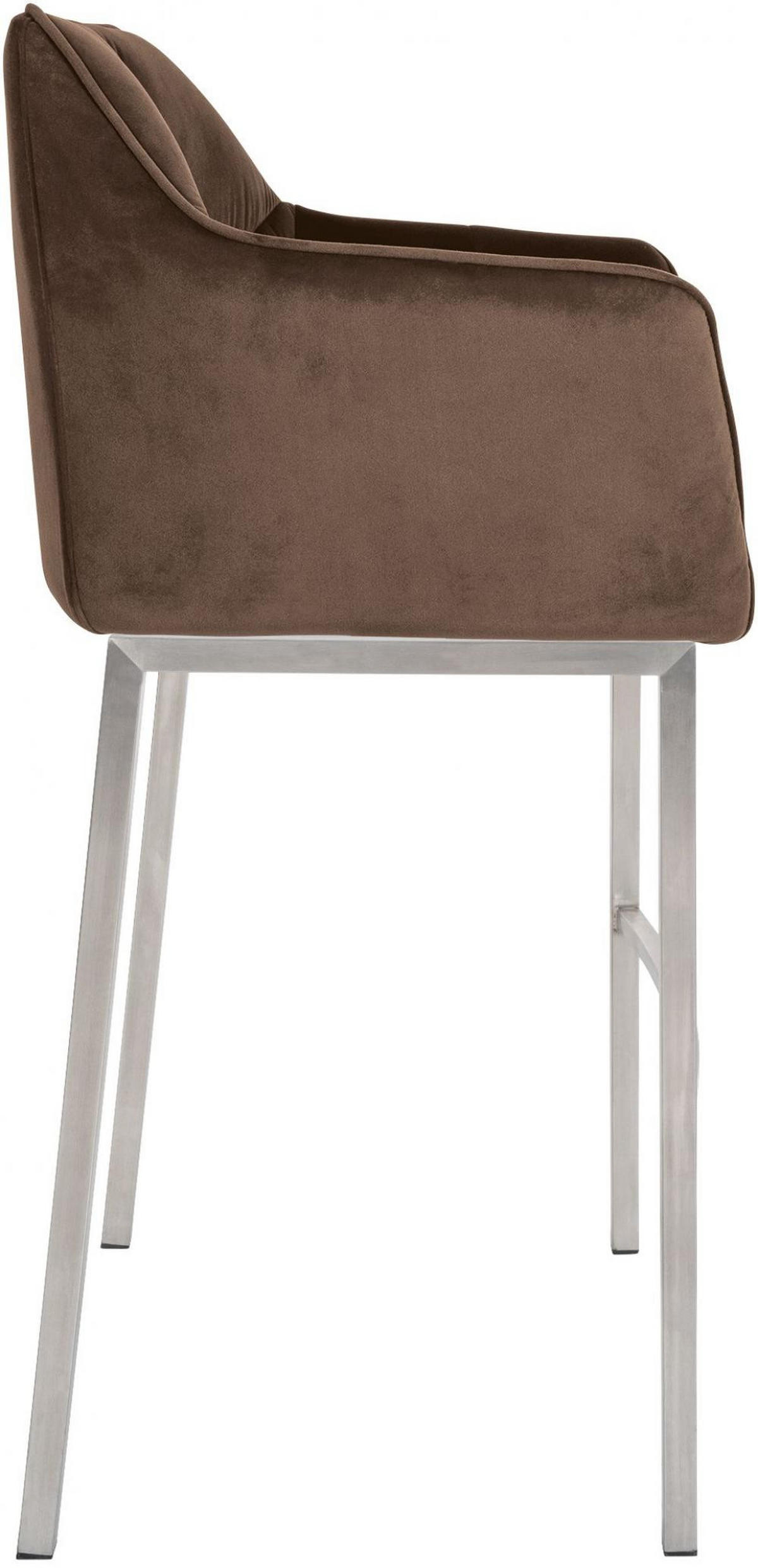 BARHOCKER 2er Set Samt Braun - Edelstahlfarben/Braun, Textil (64/110/48cm) - CLP