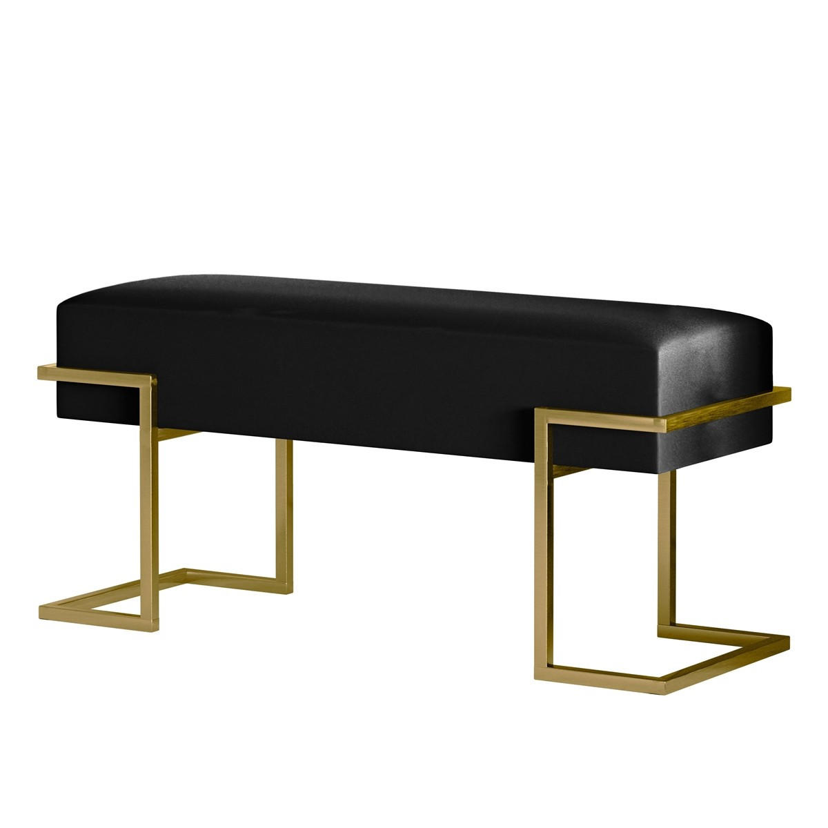 POLSTERBANK Cely 100 cm, Schwarz, Goldgestell - Goldfarben/Schwarz, Holzwerkstoff (100/42/34cm) - Bettso