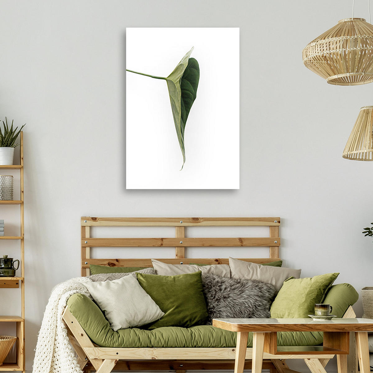 WANDBILD grünes blatt natur botanisch - Grün, Textil (40/60cm) - Feeby