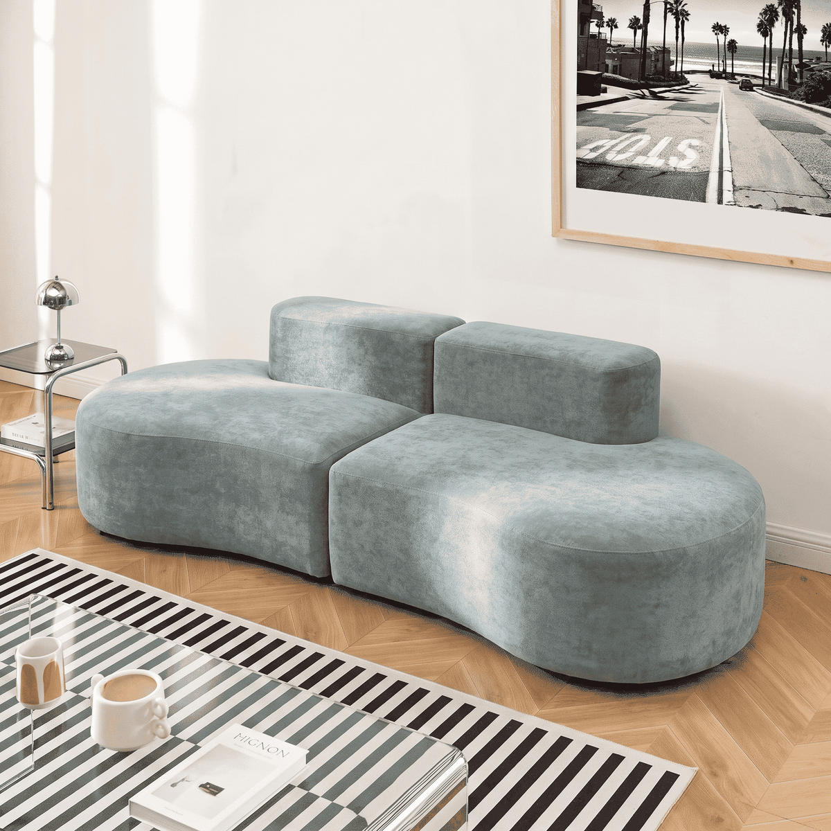 SOFA Lounge Salbei 2-Sitzer - Salbeigrün, Textil (240/75/102cm) - COCO Living