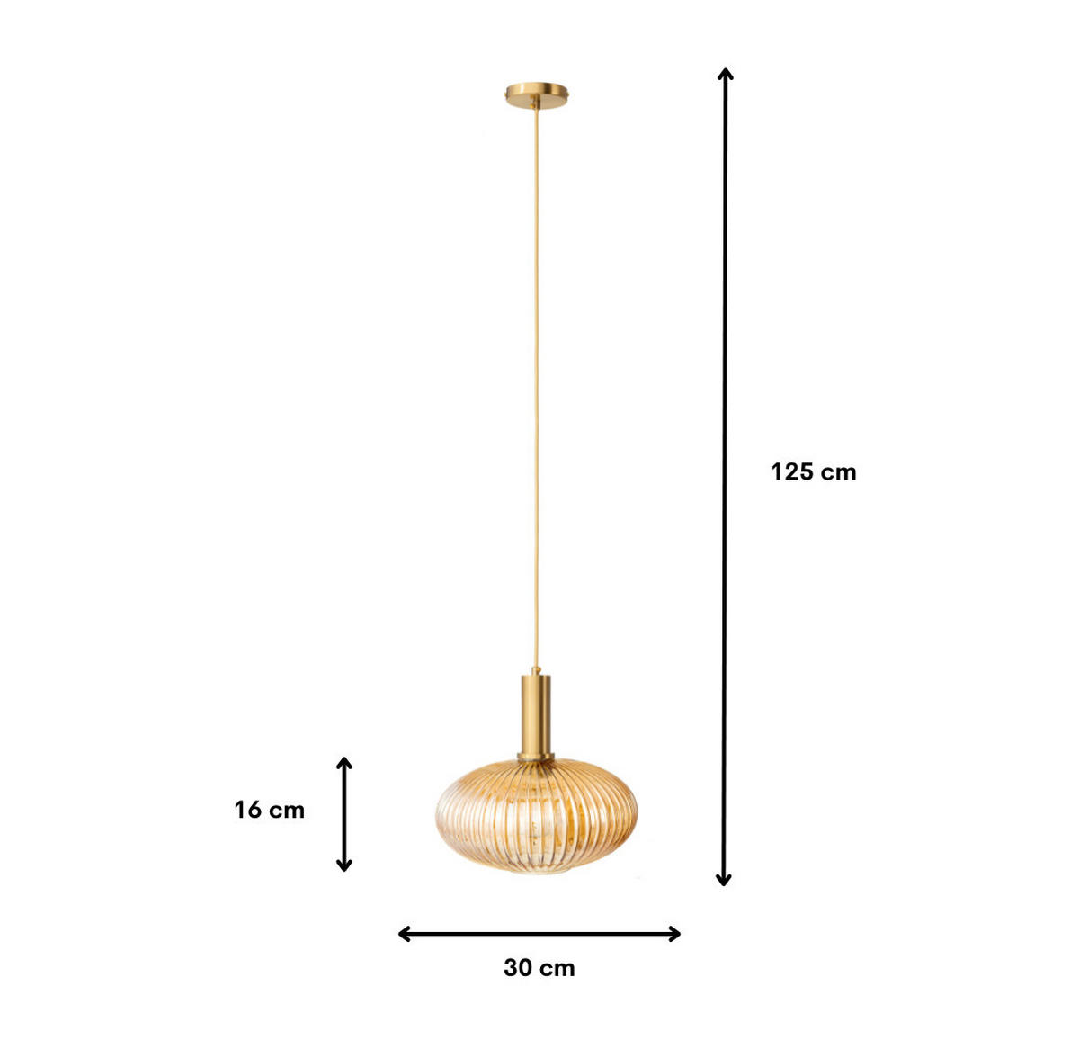 PENDELLEUCHTE Paris - Goldfarben/Bernsteinfarben, Glas/Metall (30/30/125cm) - kiki design