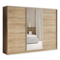 SCHWEBETÜRENSCHRANK TARI 235/205/58 cm 3-türig mit Spiegel und Schubladen Sonoma Eiche - Silberfarben/Sonoma Eiche, Holzwerkstoff (235/205/58cm) - MASSENO