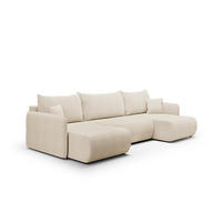PANORAMASOFA Claudio 5 Sitzplätze Beige - Beige, Holz (290/86/148cm) - Petits-meubles