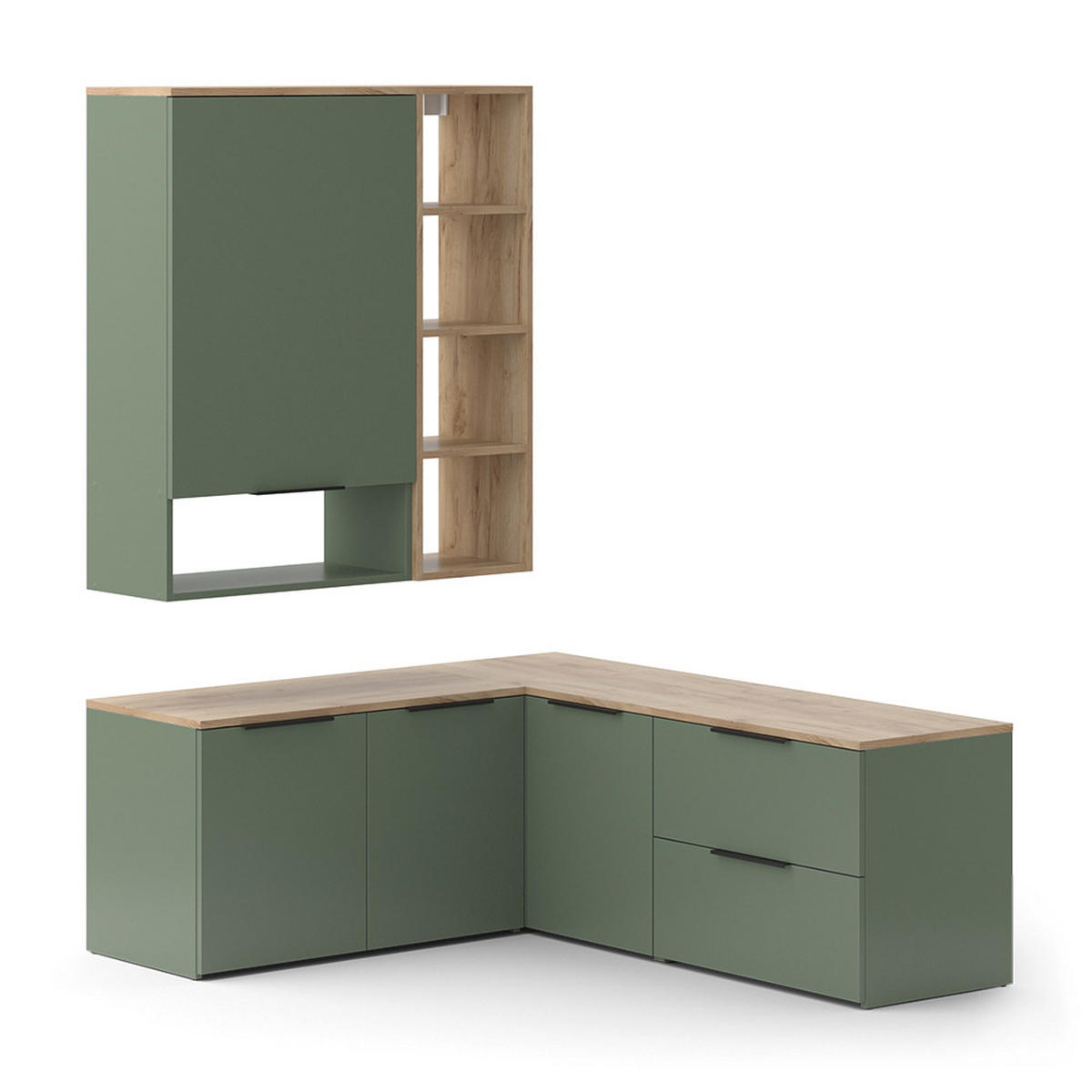 ŽIVÁ STĚNA Wido Zelená - Sonoma dub/zelená barva, kompozitní dřevo (80/50/40cm) - Vicco