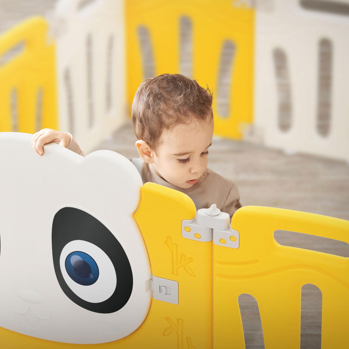 LAUFGITTER Baby faltbar 240 x 240 cm - Gelb, Kunststoff (240/53/240cm) - Joyz