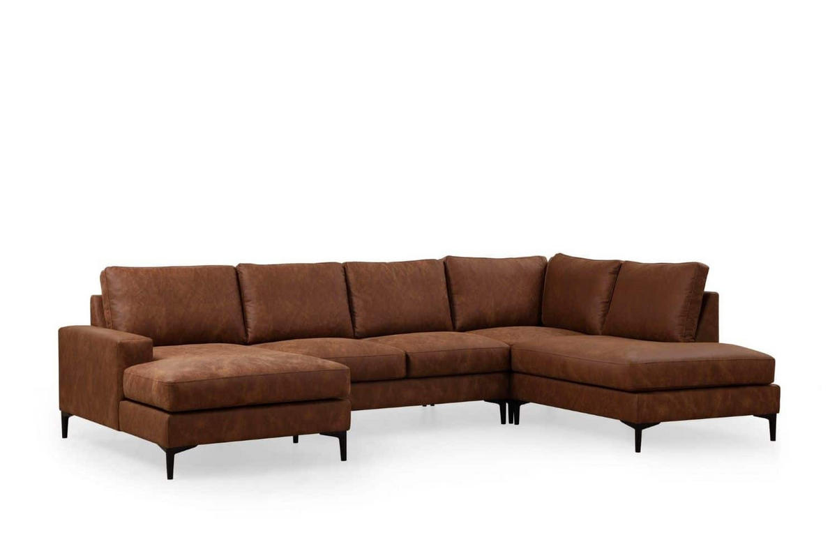 WOHNLANDSCHAFT mit großzügiger Sitzfläche für die ganze Familie - Taupe/Schwarz, Holzwerkstoff/Kunststoff (200/90/314cm) - myHomelando