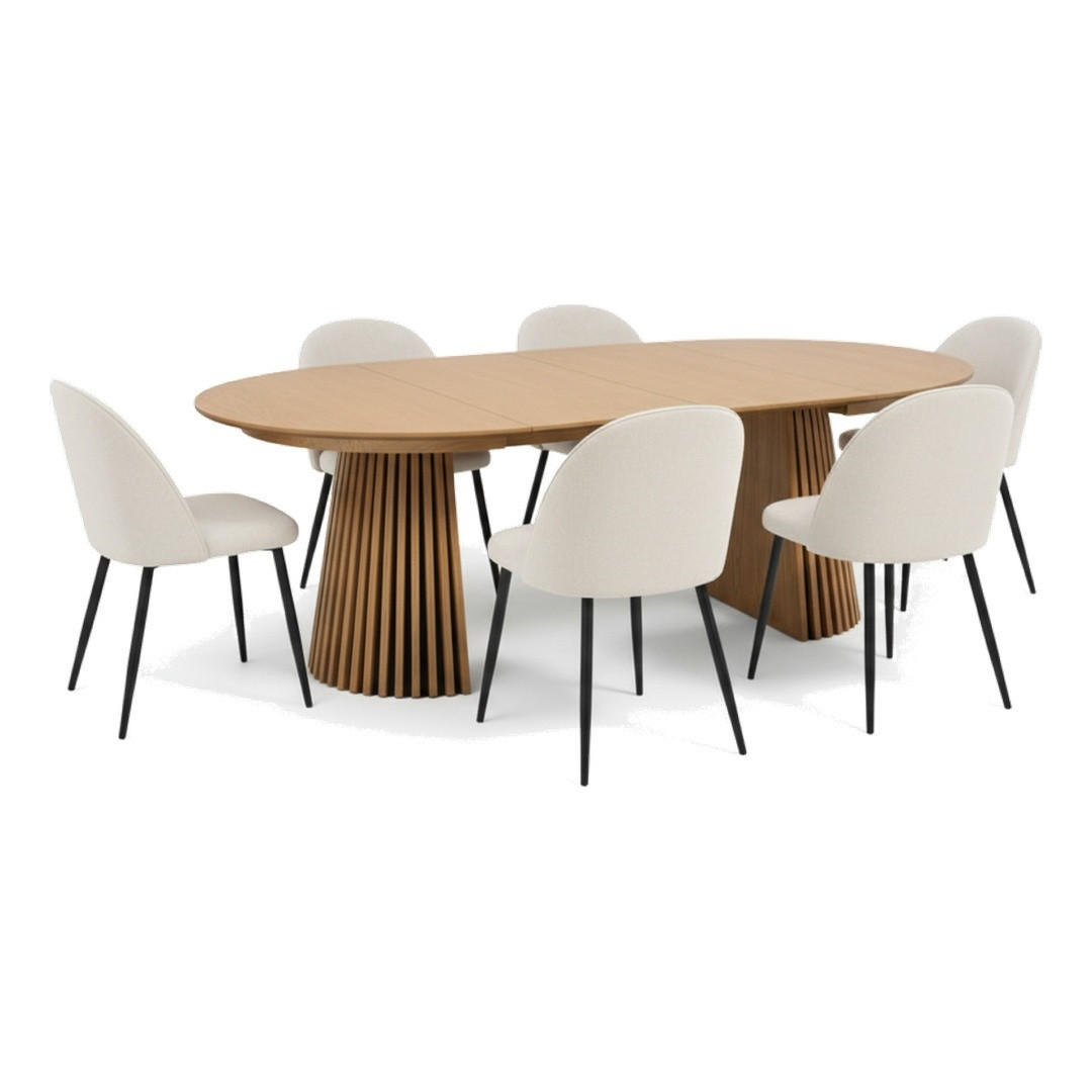 ebuy24 Tischgruppe Honigeiche, Weiß, Beige 120x75x120 cm