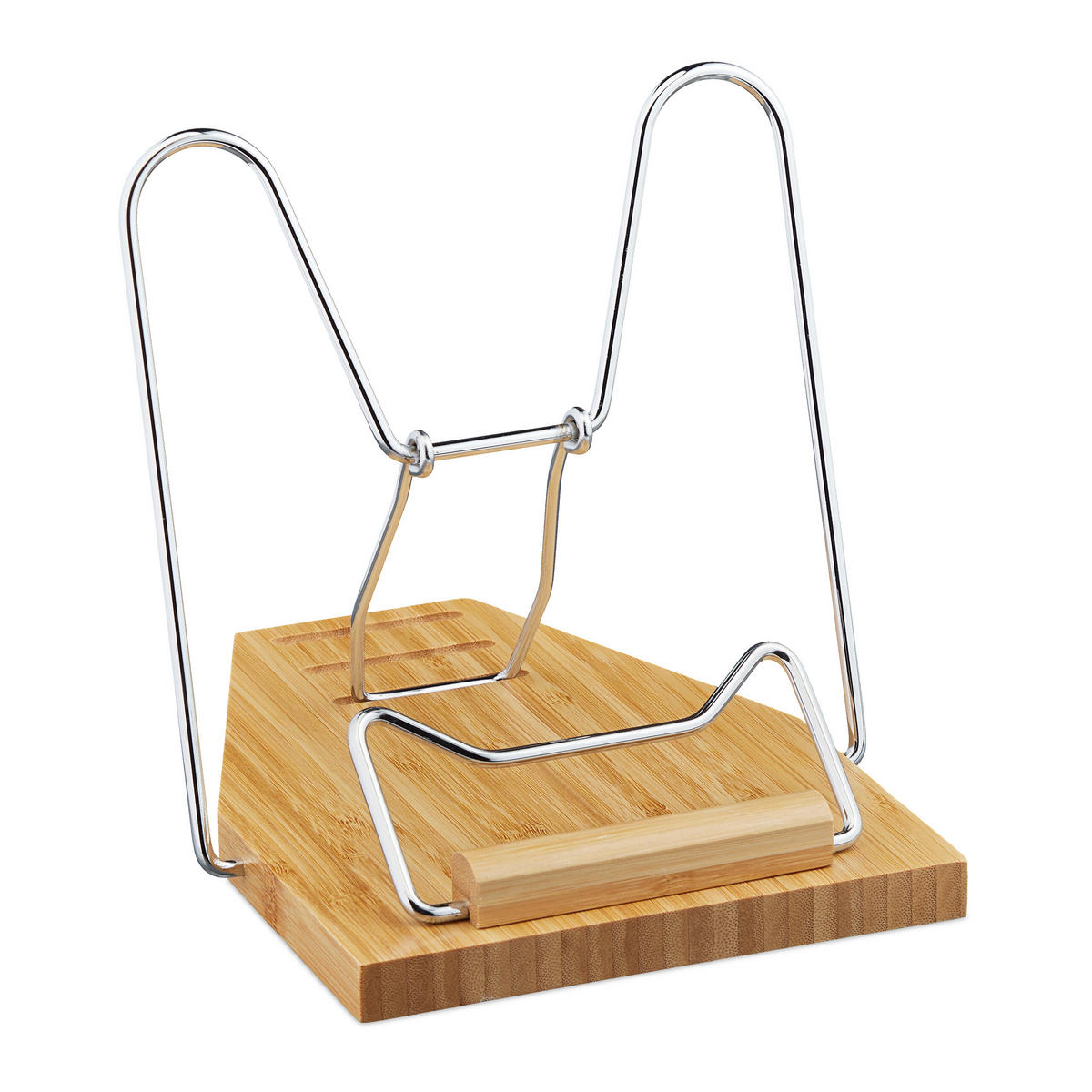 STOJAN na knihy - svetlohnedá, kov/drevo (19.5/20.5/23.5cm) - Relaxdays