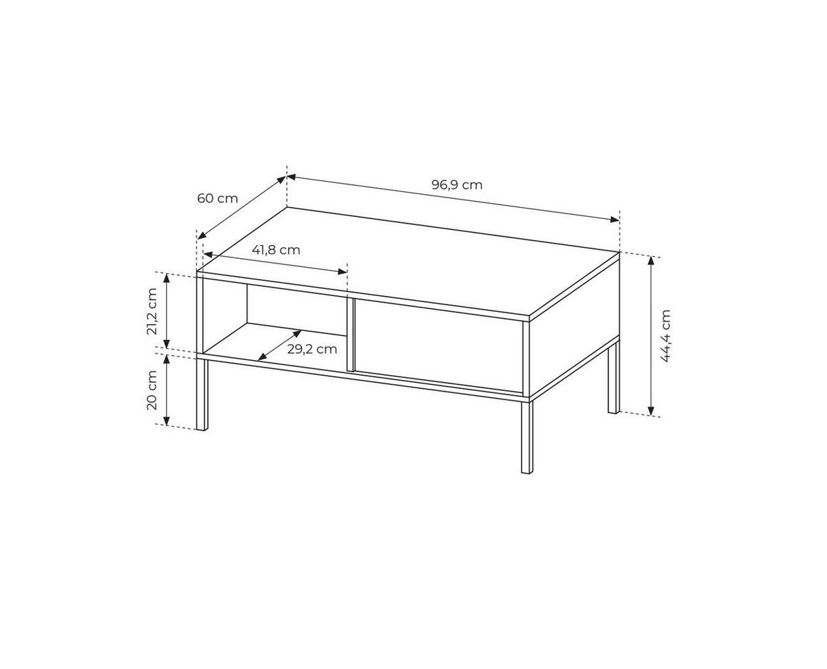 COUCHTISCH DAST Beige 97x60x44 cm - Beige, Holzwerkstoff (60/97/44cm) - FURNLUX