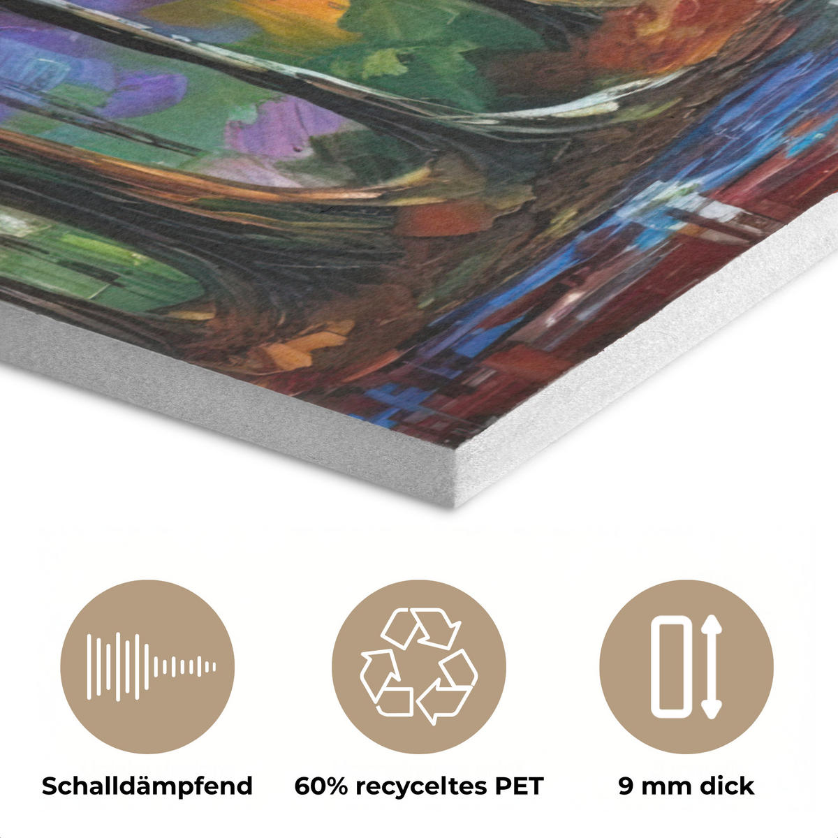 AKUSTIKBILD Landschaft - Wald - Farben - Natur Gemälde 80x60 cm - Multicolor, Textil (80/60/0.9cm) - MuchoWow