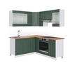 ECKKÜCHE Fame-Line Grün-Gold Landhaus/Weiß 160 x 190 cm, AP Eiche - Weiß/Grün, Holzwerkstoff (190/81.6/60cm) - Vicco