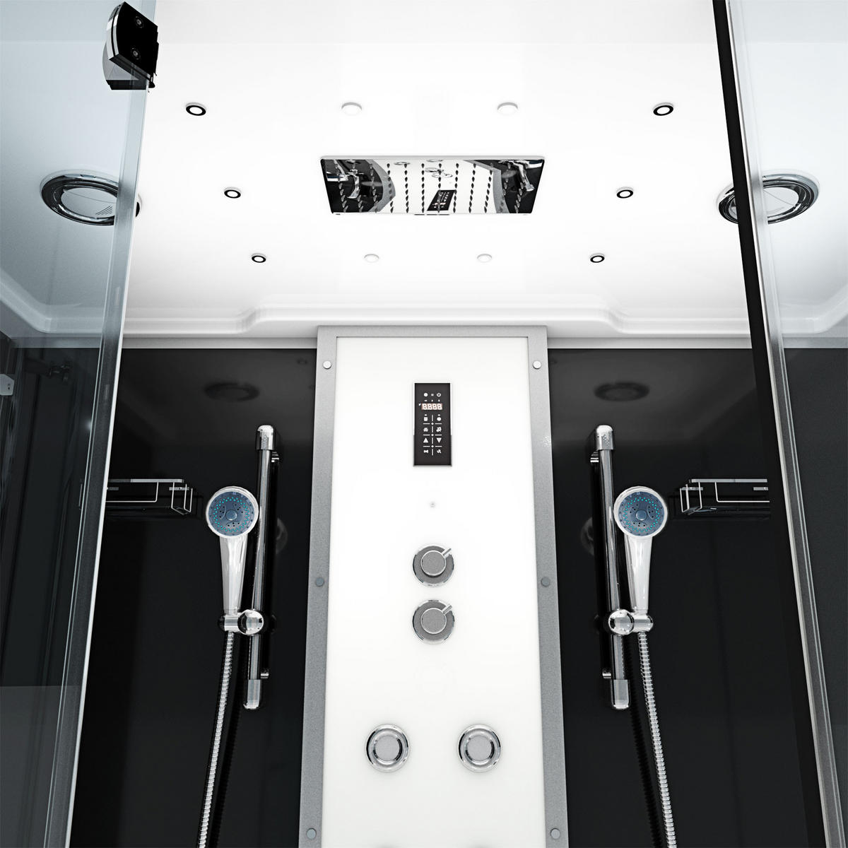 BADEWANNE Dusche K80-SW-EH-A-SC-EA Duschtempel - Schwarz, Glas/Kunststoff (100/180/228cm) - AcquaVapore by Sandra Jentho