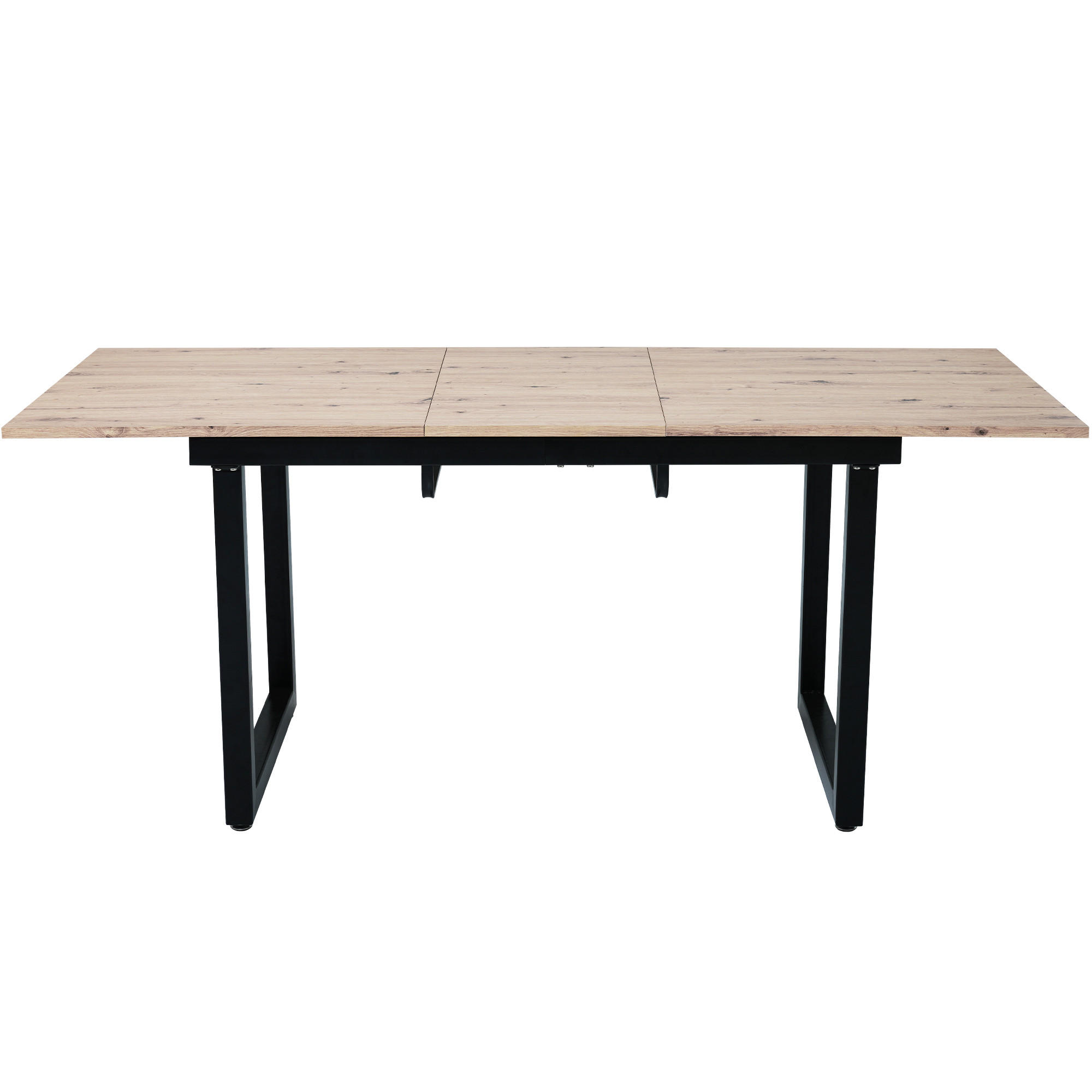 ESSTISCH ausziehbar 180/80/75 cm Schwarz Natur MDF mit Metallgestell - Eichefarben, Holzwerkstoff (180/80/75cm) - OKWISH
