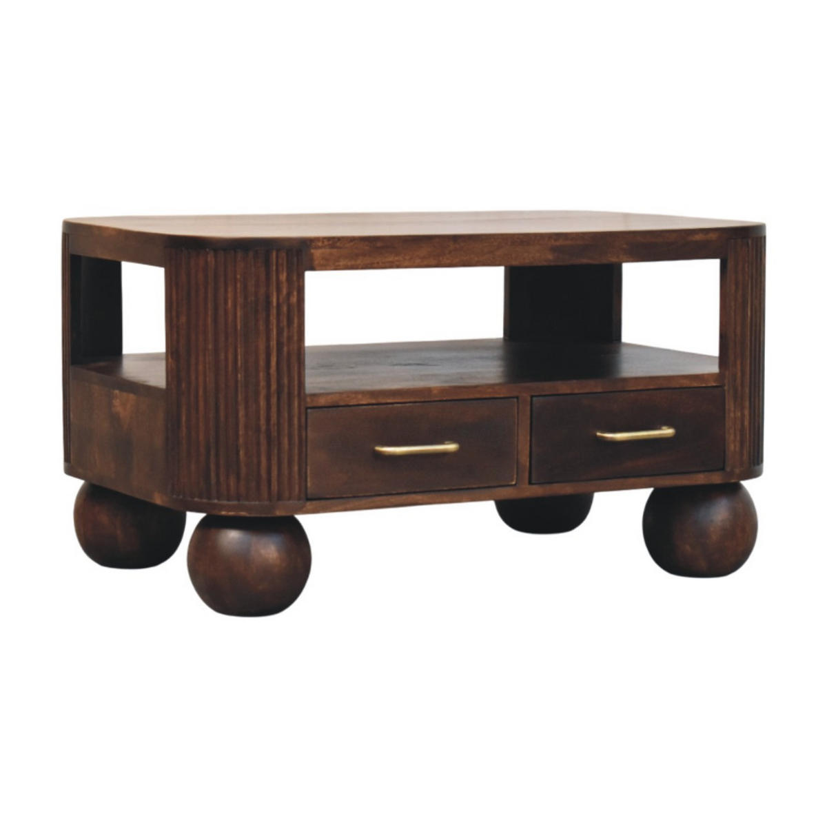 COUCHTISCH California, 2 Schubladen, Dunkelbraun - Dunkelbraun, Holz (85/55/46cm) - Artisan Furniture