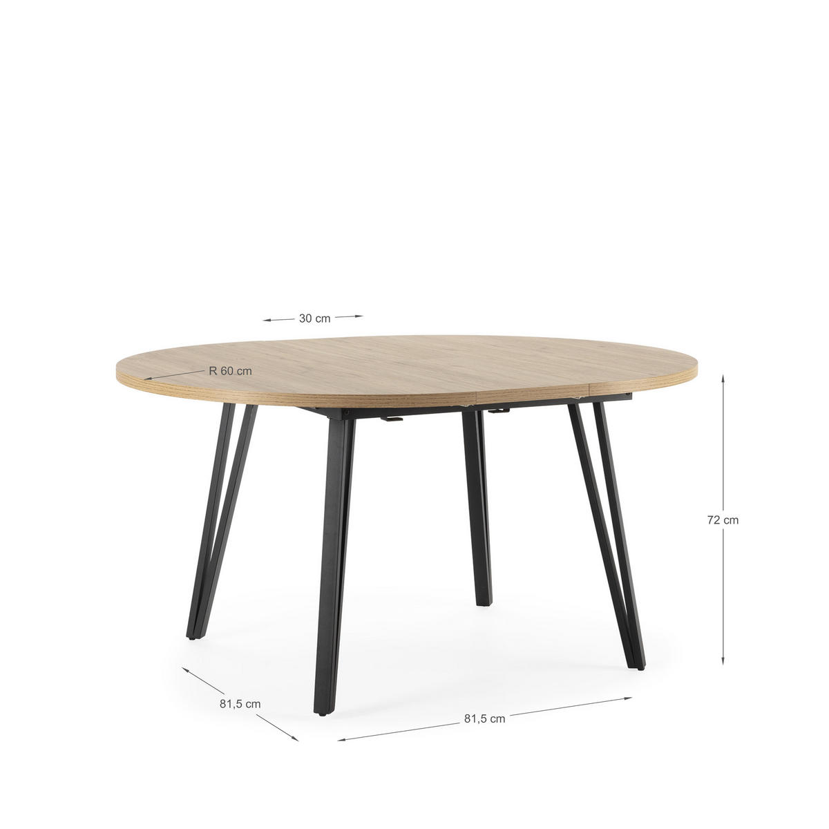 TISCH von 120 bis 150 cm mit schwarzen metallbeinen cleo 120/120/77 cm - Braun, Keramik (120/120/77cm) - Calicosy