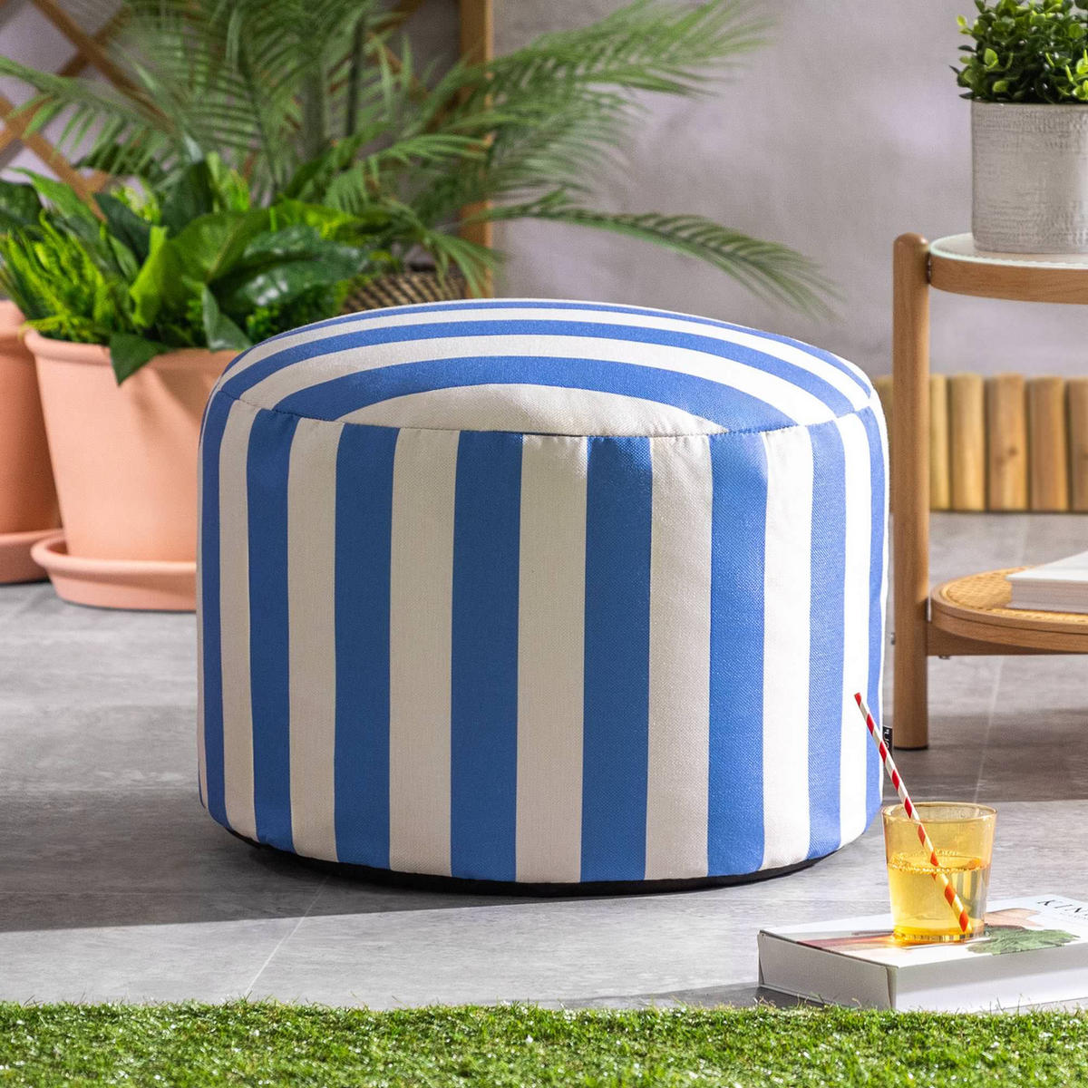 SITZPOUF Milano - Blau, Textil (55/35/55cm) - icon