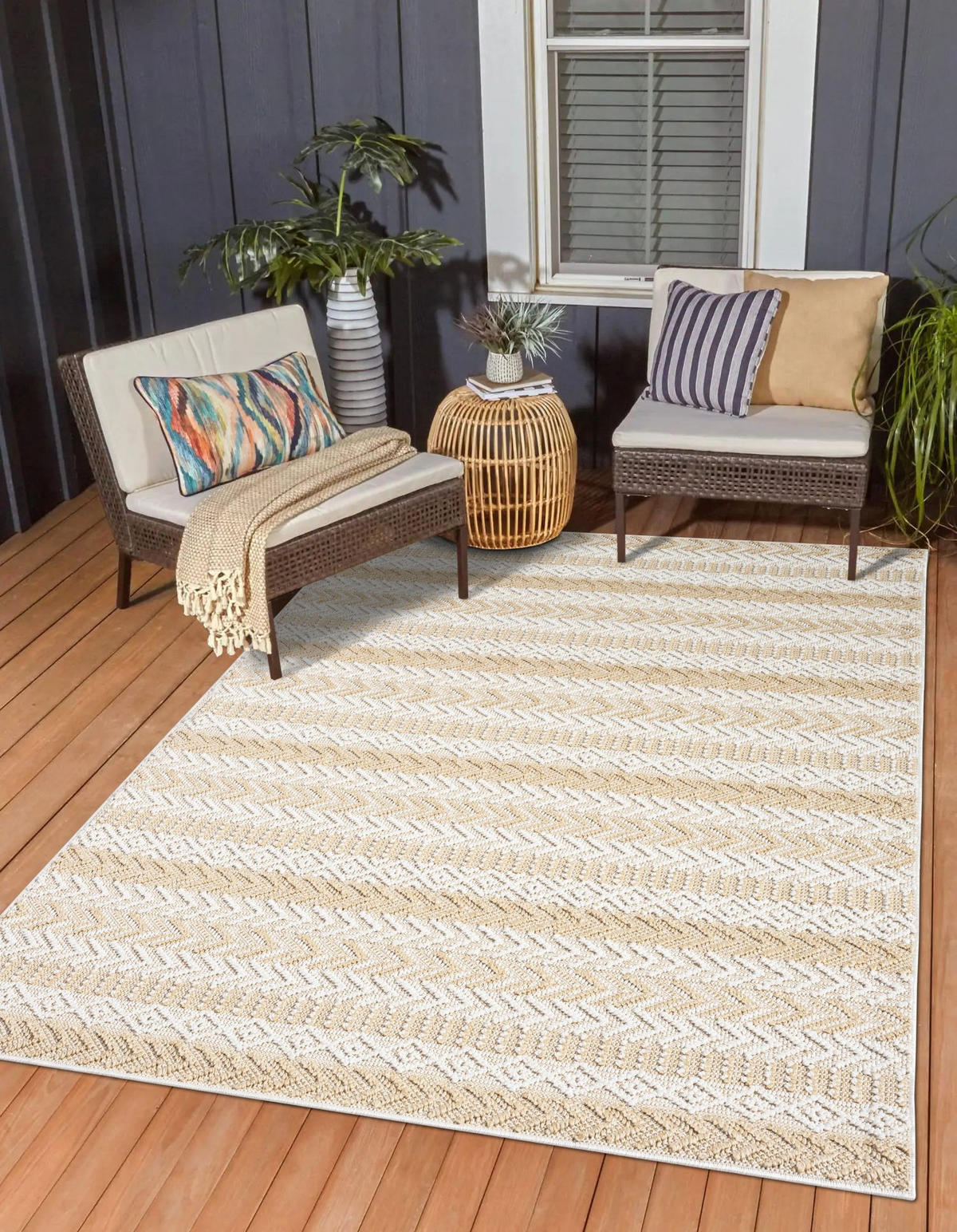OUTDOORTEPPICH Carrie Beige,Creme,Sandfarben 140/200 cm - Beige, Textil (140/200cm) - My-Rug