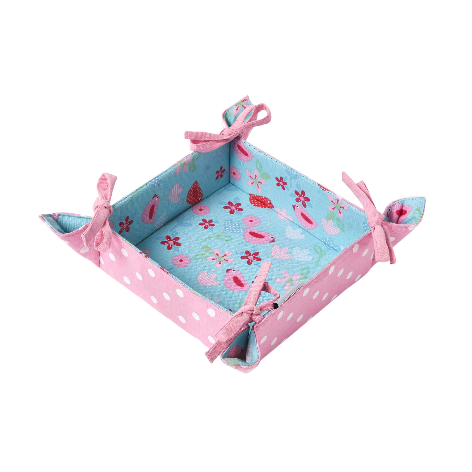 BROTKORB Vögel & Blumen – faltbar mit Wende-Design - Blau, Textil (22/7/22cm) - Homescapes