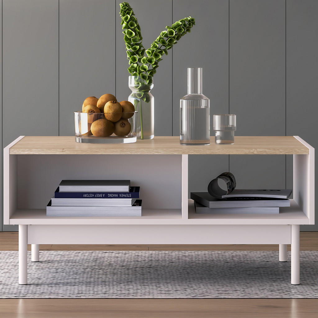 Thumbnail - Konsimo® Couchtisch, Creme, Eiche, Holzwerkstoff, 90x40x60 cm, Wohnzimmer, Wohnzimmertische, Couchtische