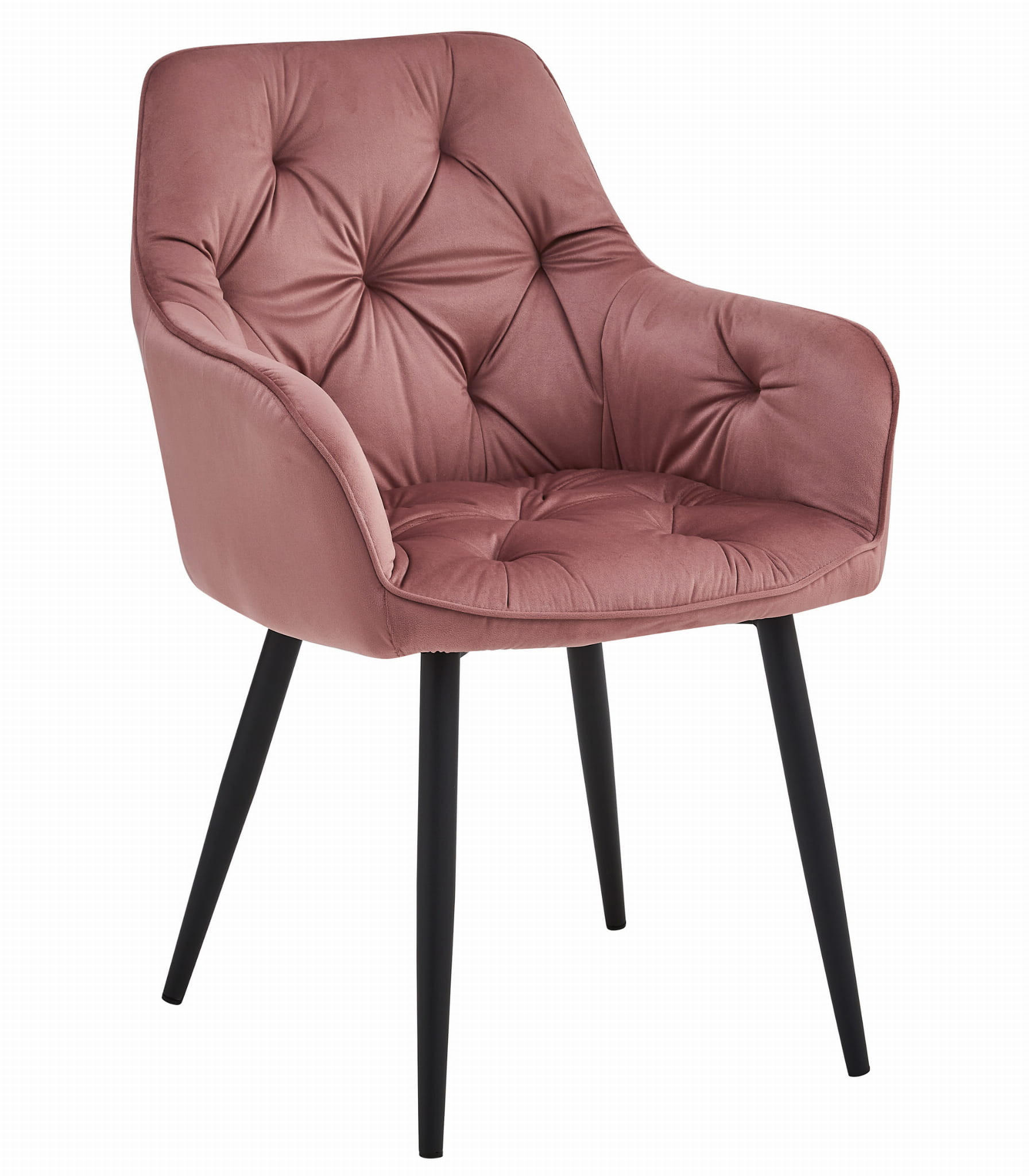 STUHL IRGOLI 1 Stück, Rosa, Schwarz, mit Samtstoff gepolstert - Rosa, Textil/Metall (56/84/62cm) - Komodee