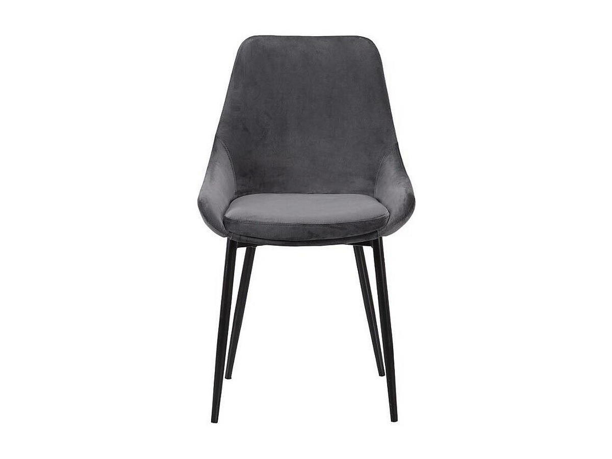 STUHL 2er-Set - Samt & Schwarzes Metall - Anthrazit - MASURIE - Anthrazit, Textil (49/85.5/56cm) - Vente-Unique