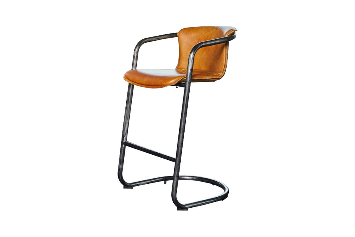 BARHOCKER TRIVIA Braun Leder - Dunkelbraun/Braun, Leder (51/102/62cm) - KAWOLA