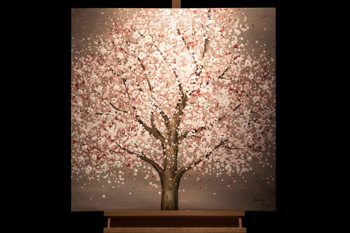 ACRYLBILD HANDGEMALT 80/80 cm - Weiß, Holz/Textil (80/80cm) - KUNSTLOFT