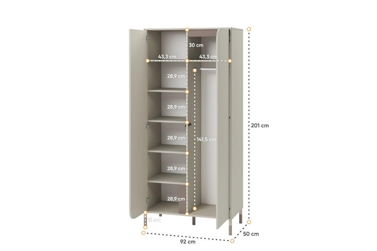 KINDERKLEIDERSCHRANK HARMONY 1 - Kaschmir, Holzwerkstoff (92/201/50cm) - Meblini
