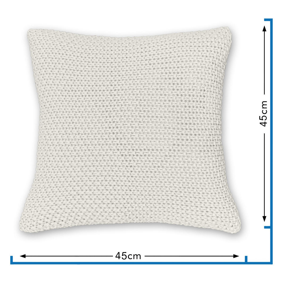 KISSENHÜLLE 2er Set Strick weiß 45/45 cm mit Reißverschluss - Weiß, Textil (45/45cm) - wometo