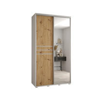 SCHWEBETÜRENSCHRANK 235,2/140/60 2-türig - Silberfarben/Eiche Artisan, Holz/Metall (140/235/60cm) - Abiks Möbel